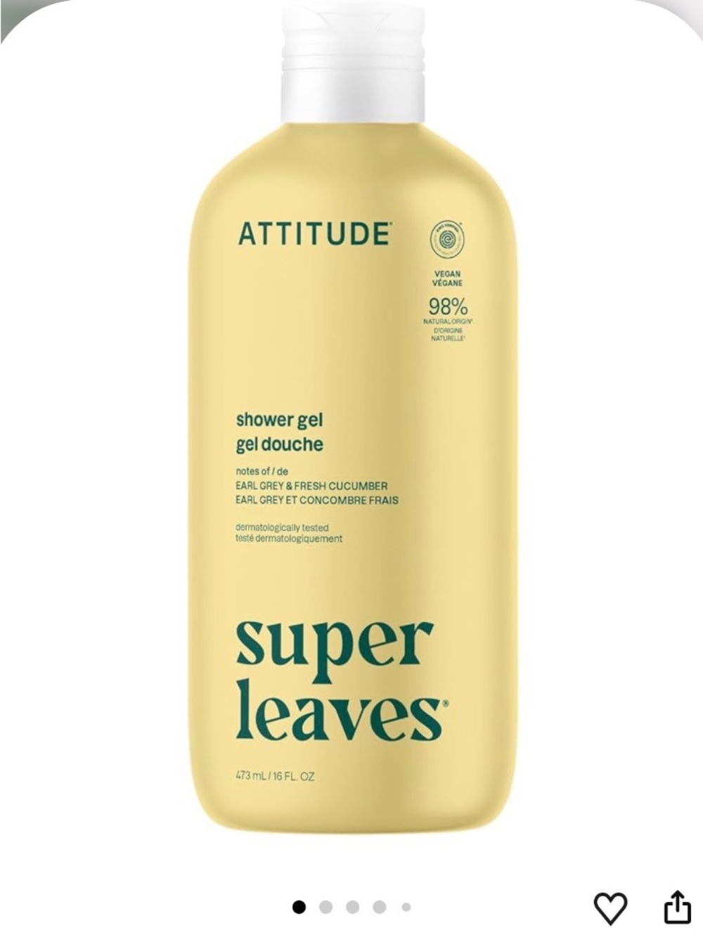 ATTITUDE Body & Face Wash, Earl Grey & Fresh Cucumber, EWG Verified,
16oz new